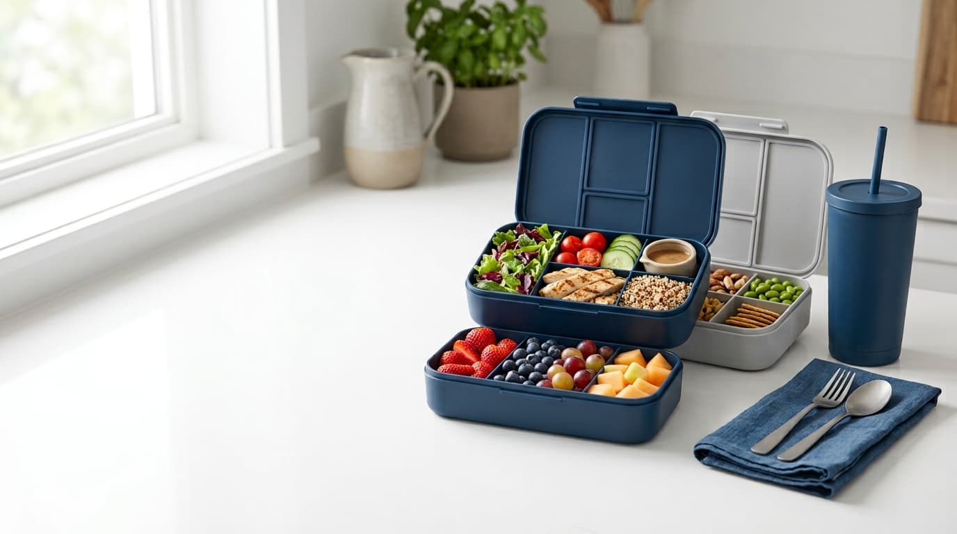 Modern bento lunch boxes styled for everyday packing