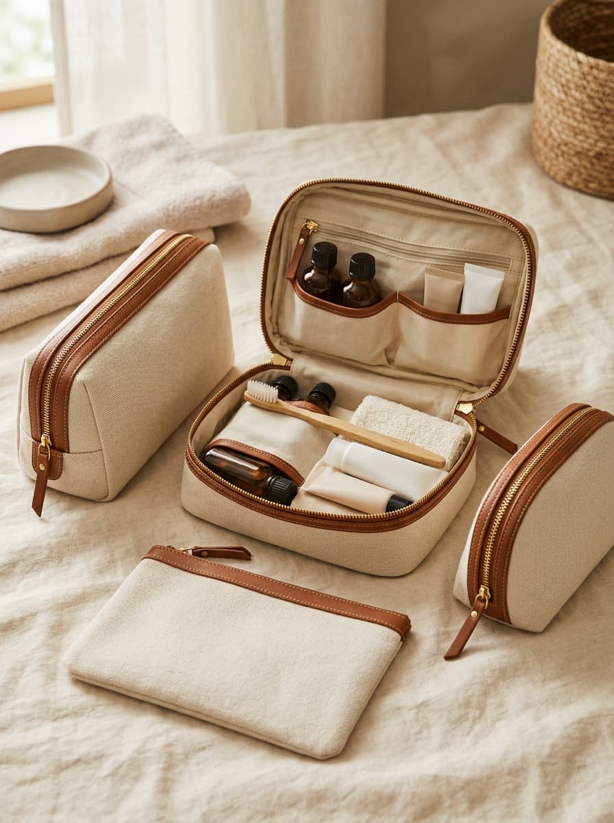 Travel cosmetic bags and pouches