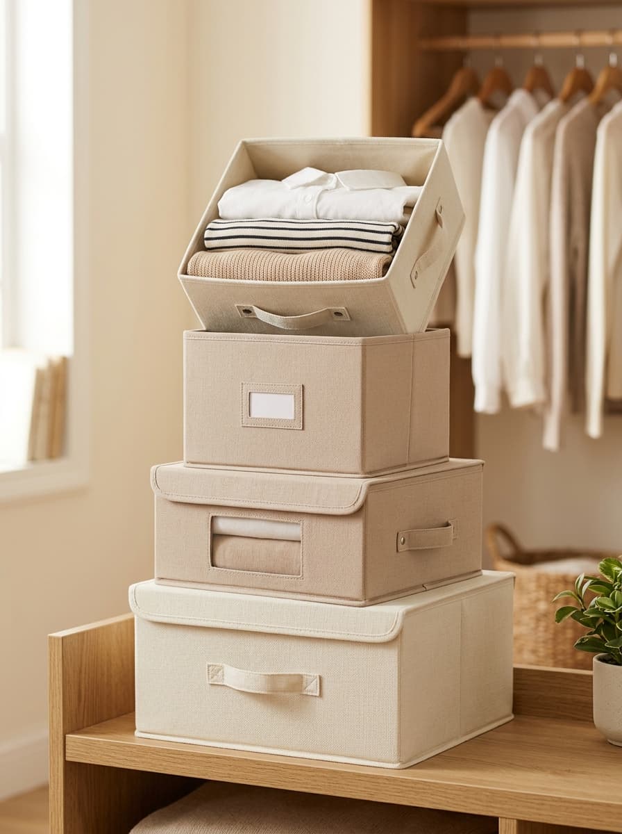 Foldable clothes storage boxes and organizers