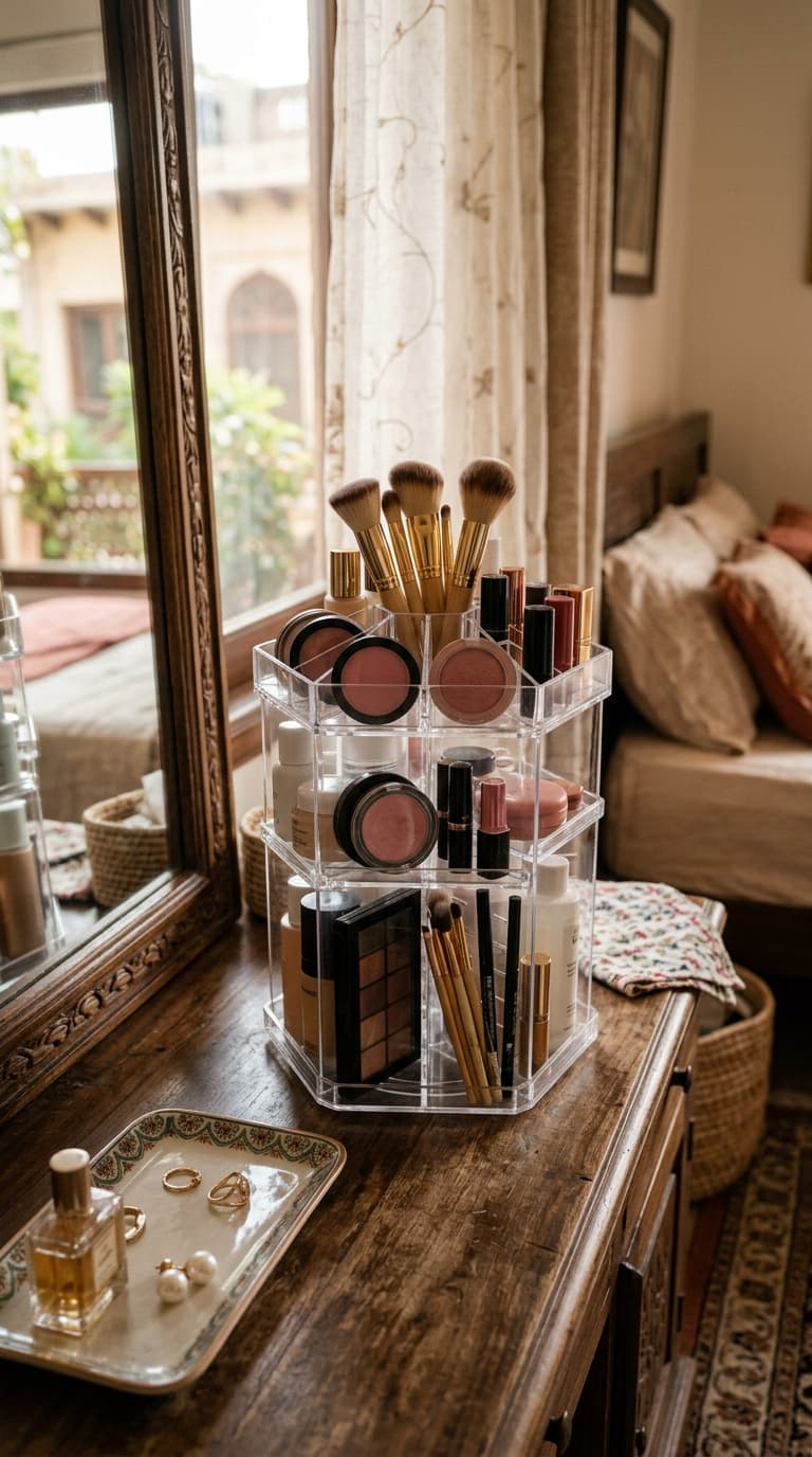 Beauty organizers for the vanity