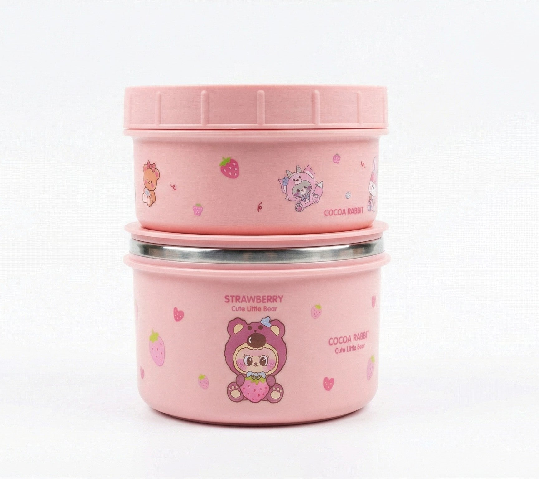 Pink Steel Lunch Box with Fabric – Kids Secure Food Tote