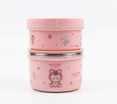 Pink Steel Lunch Box with Fabric – Kids Secure Food Tote