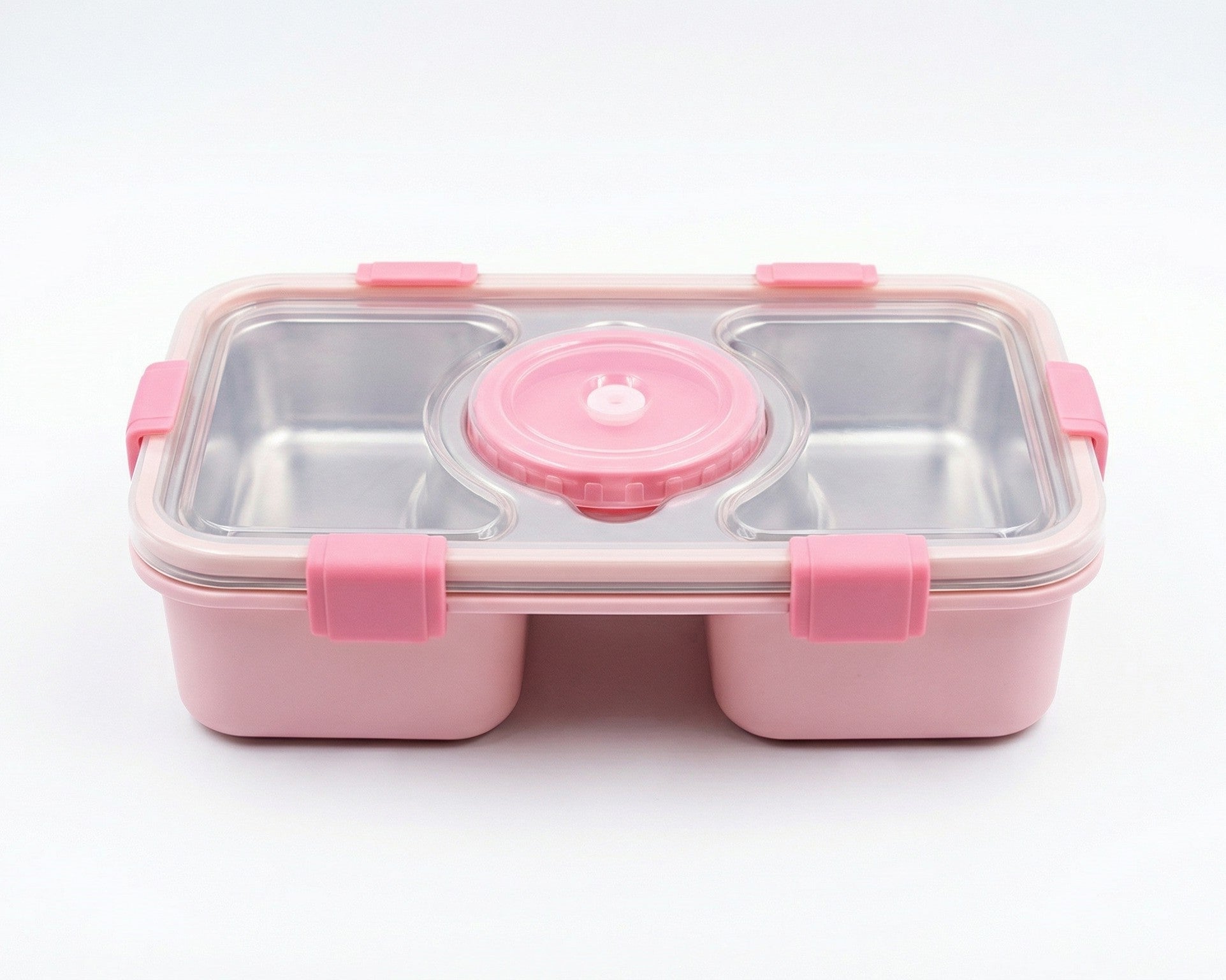 Pink Stainless Steel Lunch Box with Compartments – Kids Container