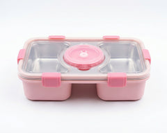 Pink Stainless Steel Lunch Box with Compartments – Kids Container