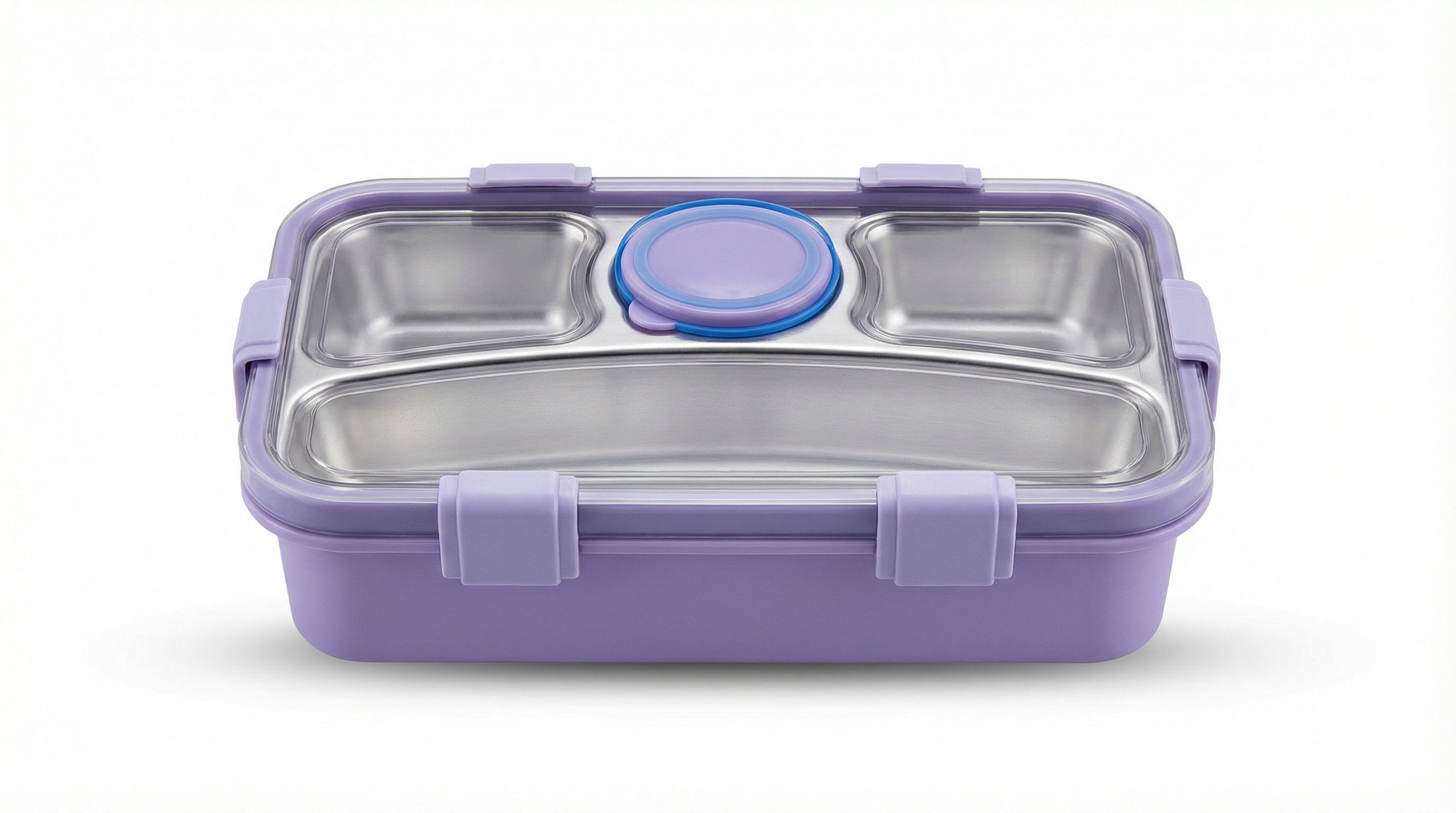 Purple Stainless Steel Lunch Box with Compartments – All Ages Container