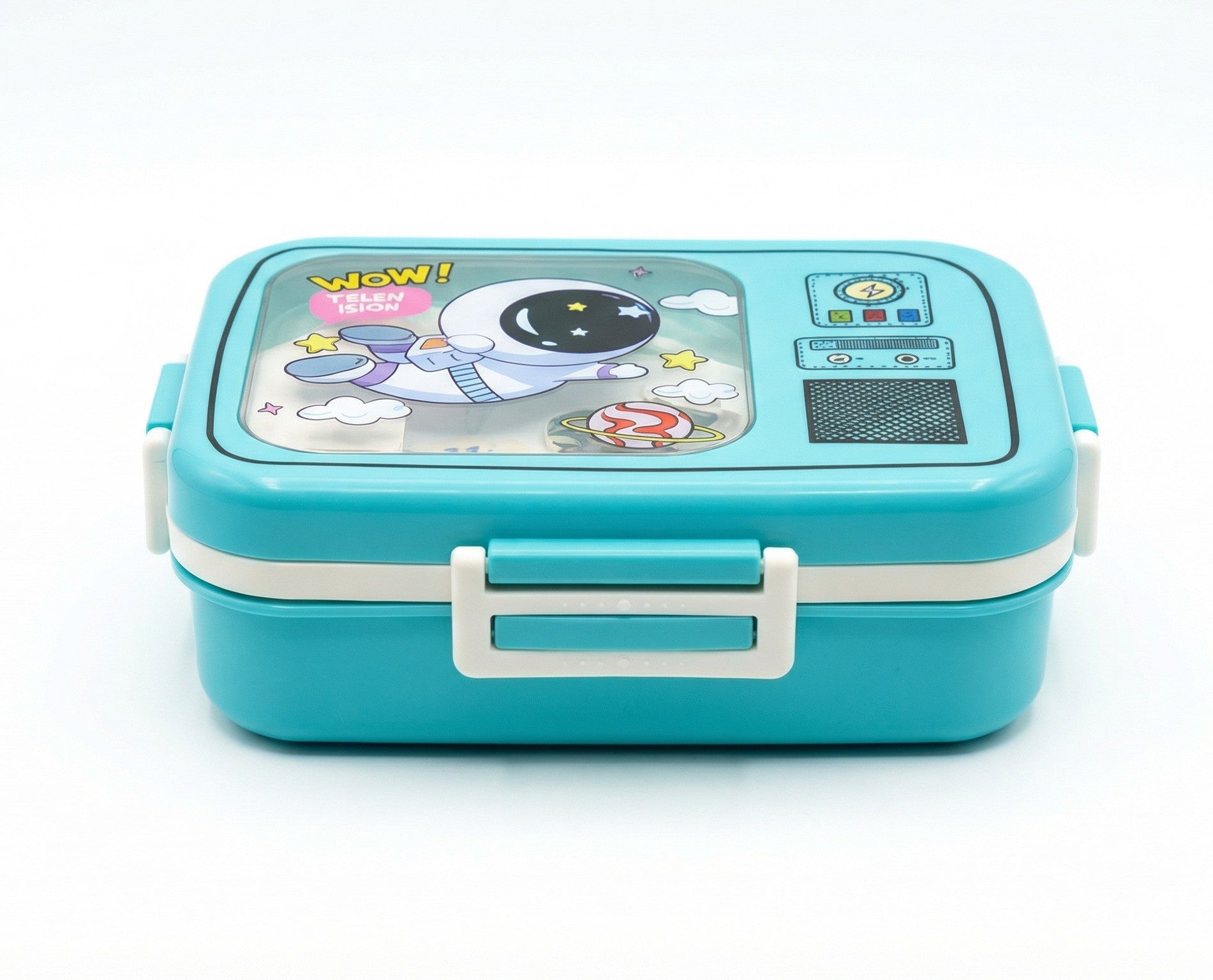 Blue Plastic Lunch Box with Lid – Kids School Container