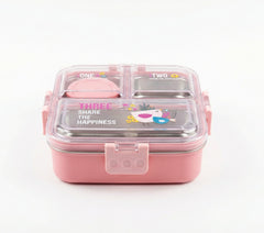 Pink Stainless Steel Lunch Box with Compartments – Kids Container
