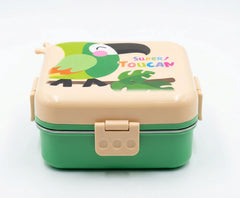 Animal Print Stainless Steel Lunch Box with Compartments – Kids Container